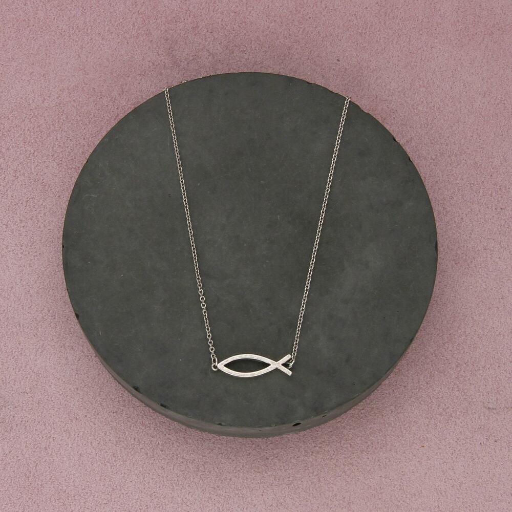 james avery sterling silver retired ichthus fish necklace size 18-20in